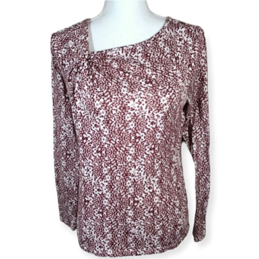 ANN TAYLOR BURGUNDY & WHITE TOP SZ.S EUC